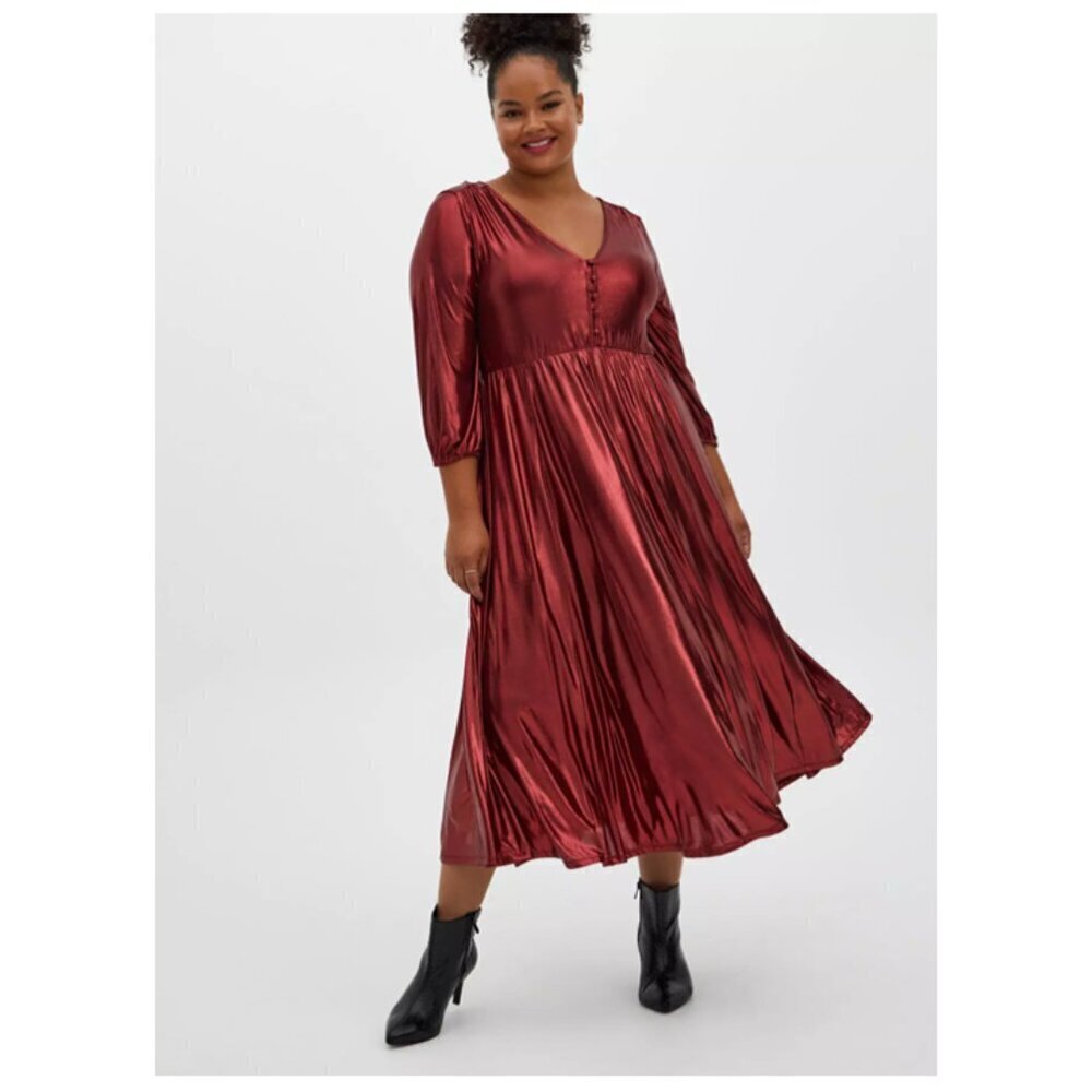 Torrid Red Liquid Knit Tea Length Dress